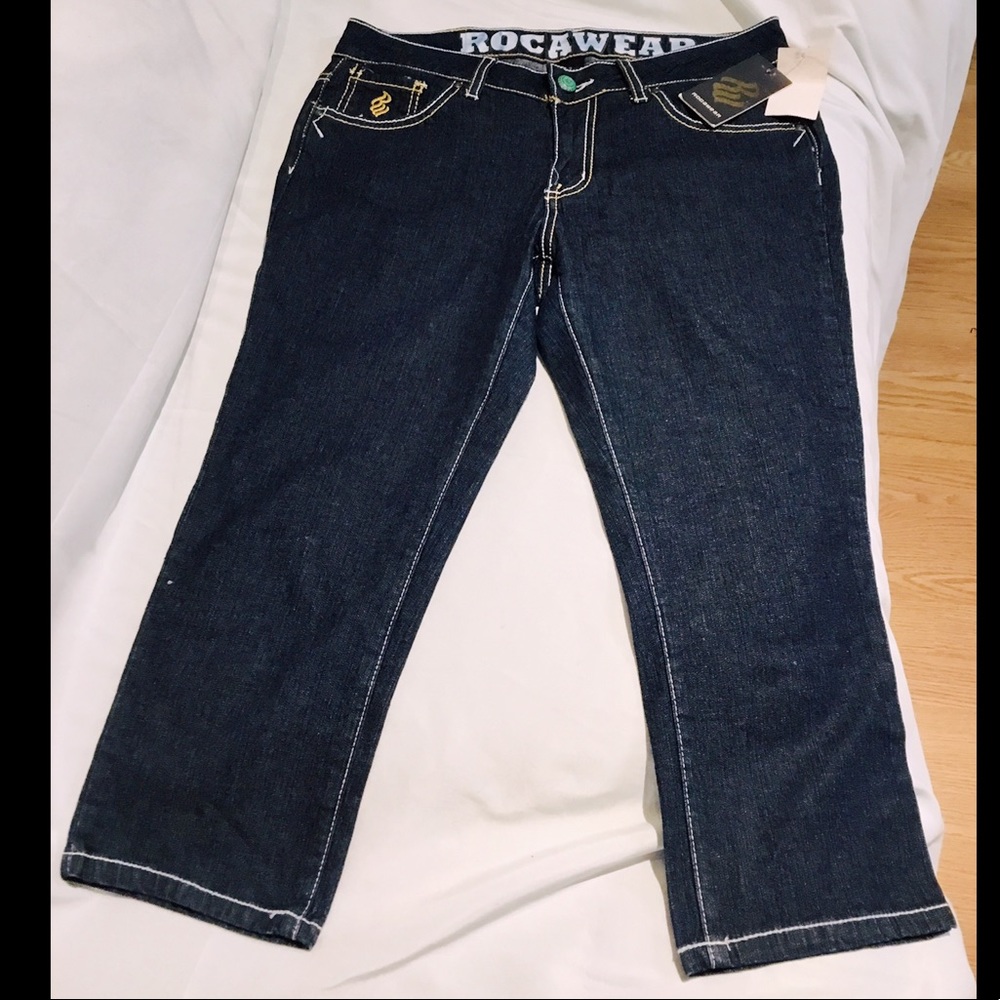 Rocawear Cropped Embroidered Jeans